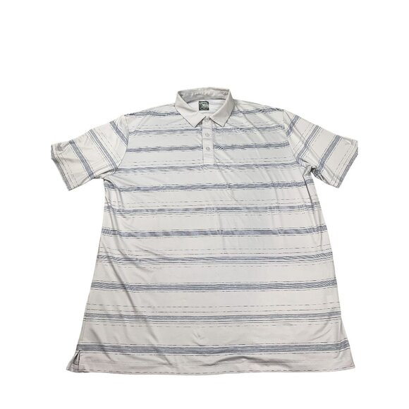Callaway Men's Opti-Dri Polo Shirt XL White & Light Blue Striped Elastane - Picture 1 of 8
